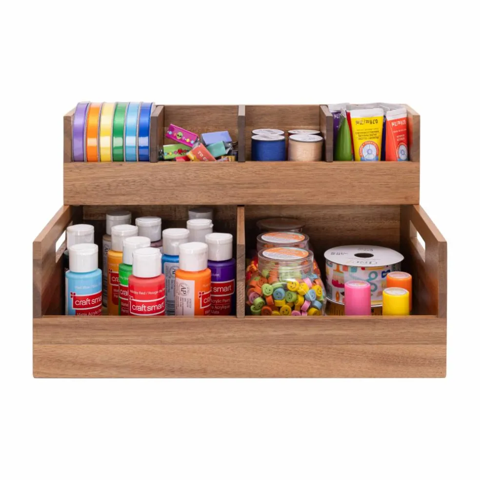 Seville Classics Small Acacia Desktop Organizer