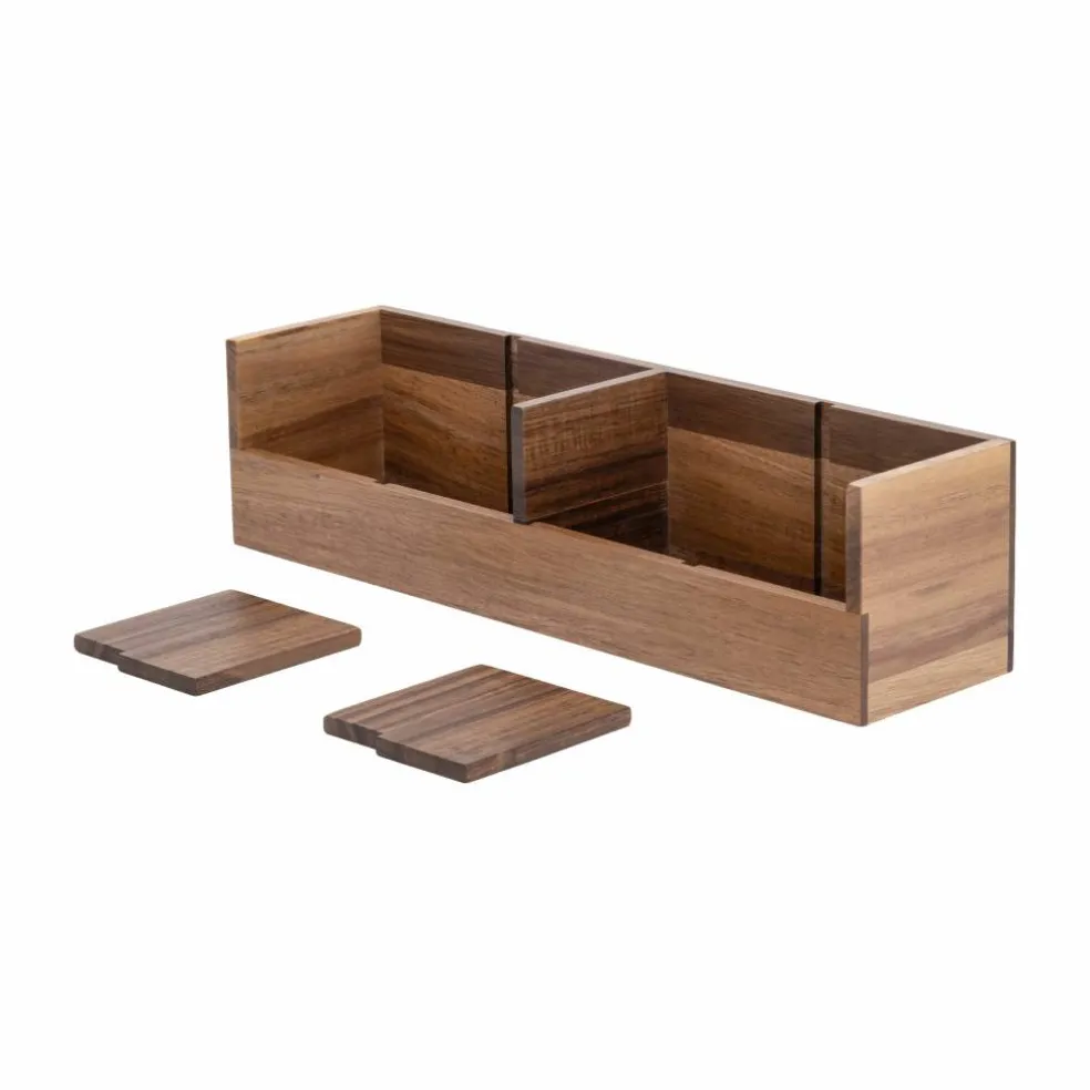 Seville Classics Small Acacia Desktop Organizer