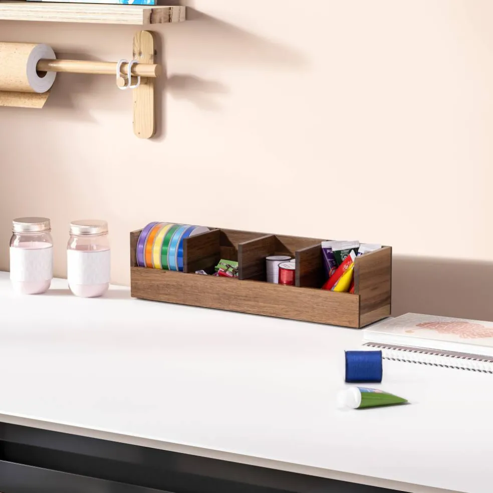 Seville Classics Small Acacia Desktop Organizer
