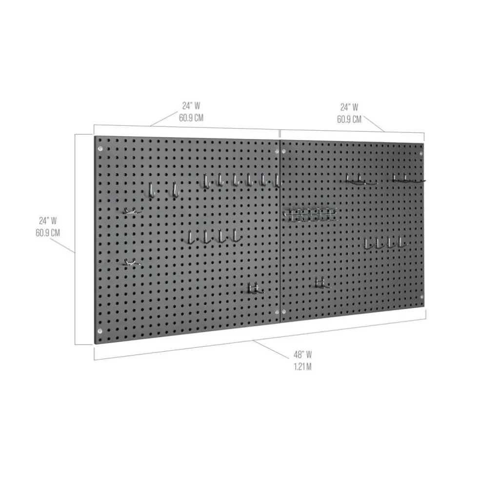 Seville Classics UltraHD 2-Piece Pegboard Set w/ 23 Piece Hook Assortment