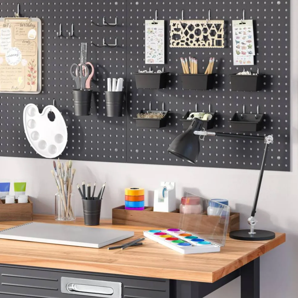 Seville Classics UltraHD 2-Piece Pegboard Set w/ 23 Piece Hook Assortment
