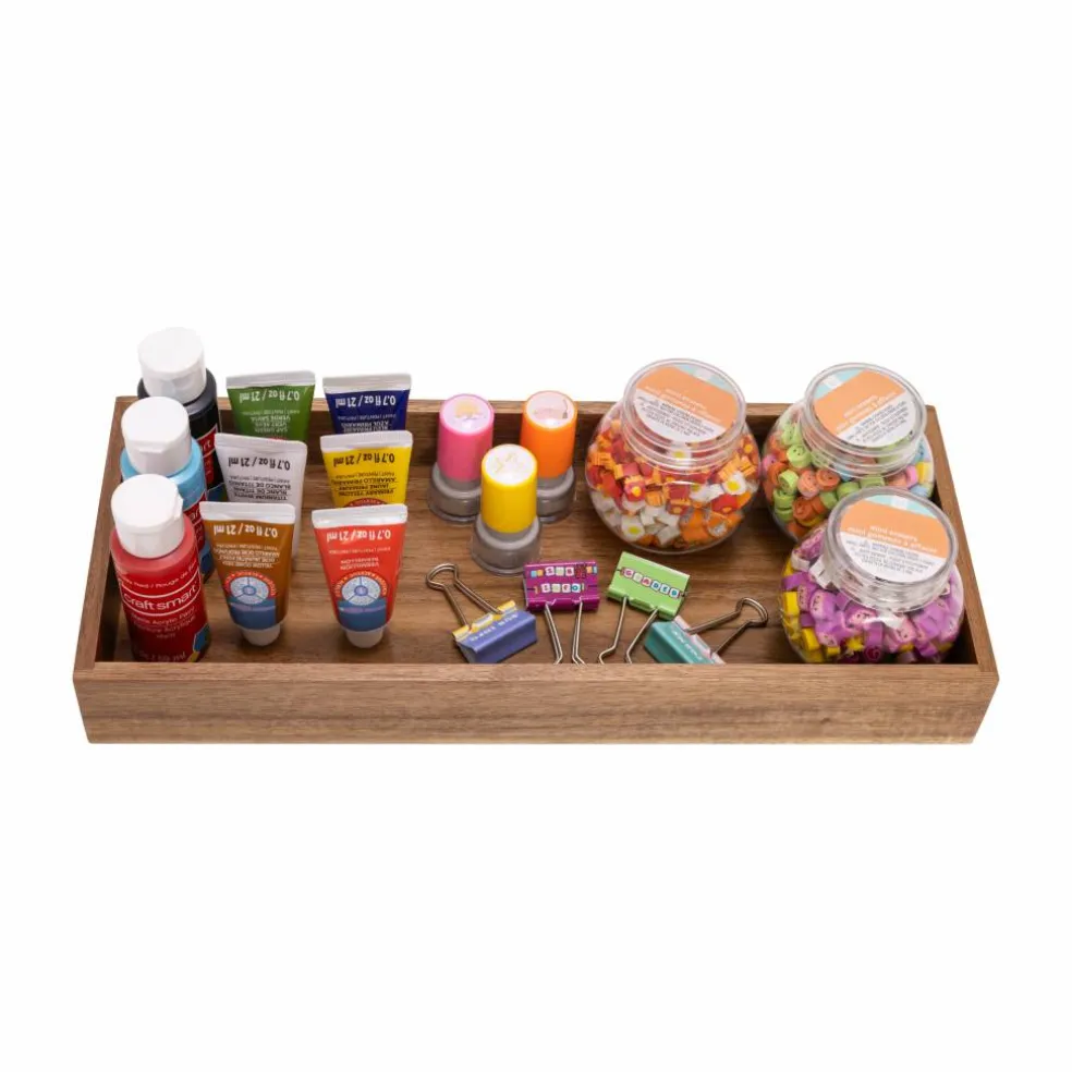 Seville Classics 15" x 6" x 2" Acacia Wood Drawer Organizer