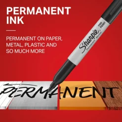 Sharpie Permanent Markers, Fine Tip, Black, 12 Count - Quick Drying, Fade Resistant, For Wood, Plastic, Paper, Metal, And More