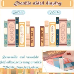 12 Sheets Boho Book Window Clings for Classroom Decor, Back to School Window Stickers with Motivational Quotes, Double Sided Reading Library Decals for Elementary School, Nursery, Daycare Wall Decor