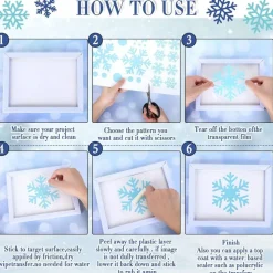 12 Sheets Christmas Rub on Transfers – Watercolor Santa, Snowman & Gnome Winter Floral Bird Furniture Decals for DIY Crafts, Home & Office Decor, 5.9 x 5.9 Inch