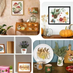 12 Sheets Fall Rub On Transfers for Furniture and Crafts, Pumpkin Sunflower Maple Leaf Thanksgiving Transfer Decals, Autumn Harvest UV Stickers for Wood Glass Paper Decor
