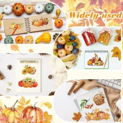 16 Sheets Fall Rub on Transfers for Crafts and Furniture, Autumn Pumpkin Sunflower Maple Leaf Thanksgiving Rub On Transfer Stickers for Wood Fabric Scrapbook Envelope DIY Decor
