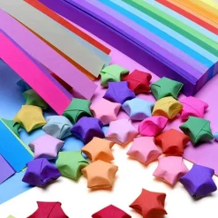 2340 Sheets Folding Stars Paper Strips Double Sided Lucky Colorful Stars 25 Colors Decoration Folding Paper for Thanksgiving Christmas Gifts Crafting Supplies, School Teaching, DIY Projects
