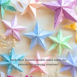 200 Sheets Origami Paper, Fantasy Starry Sky Origami Paper Double Sided,10 Designs Origami Kit Squares for Scrapbook Decor, Folding Crafts Kids DIY School Arts Crafts Projects(3.74*3.74in)
