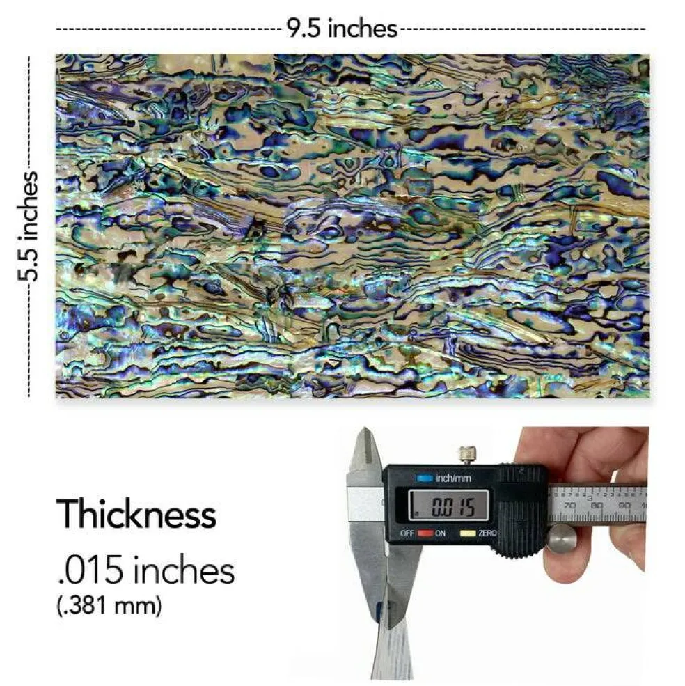 Shell Veneer, 5.5 x 9.5 inches | WMOP, BMOP, Abalone | Includes 3M Adhesive Sheet for Application, Great for Inlay Projects