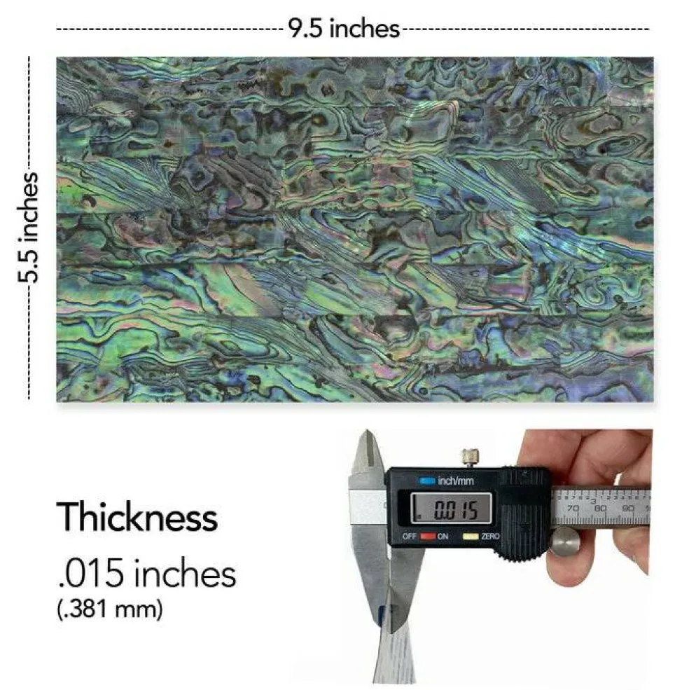 Shell Veneer, 5.5 x 9.5 inches | WMOP, BMOP, Abalone | Includes 3M Adhesive Sheet for Application, Great for Inlay Projects
