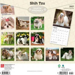 Shih Tzu | 2027 12 x 24 Inch (Hanging) Monthly Square Wall Calendar | Plastic-Free