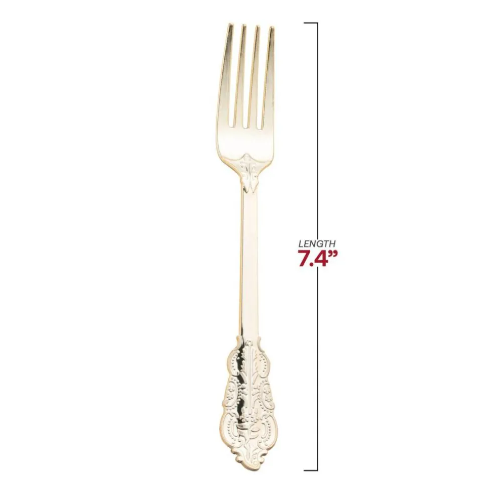 Shiny Baroque Gold Plastic Forks (600 Forks)