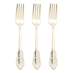 Shiny Baroque Gold Plastic Forks (600 Forks)