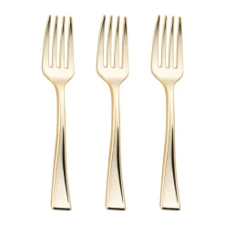 Shiny Metallic Gold Mini Plastic Disposable Tasting Forks (600 Forks)
