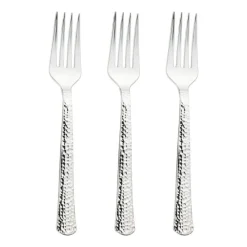 Shiny Metallic Silver Hammered Plastic Forks (1000 Forks)