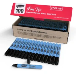 Show-me® Black Fine Tip Drywipe Markers, 100ct.