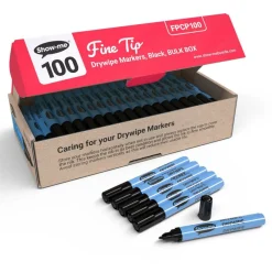 Show-me® Black Fine Tip Drywipe Markers, 100ct.