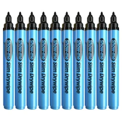 Show-me® Black Fine Tip Slim Barrel Drywipe Markers, 10ct.