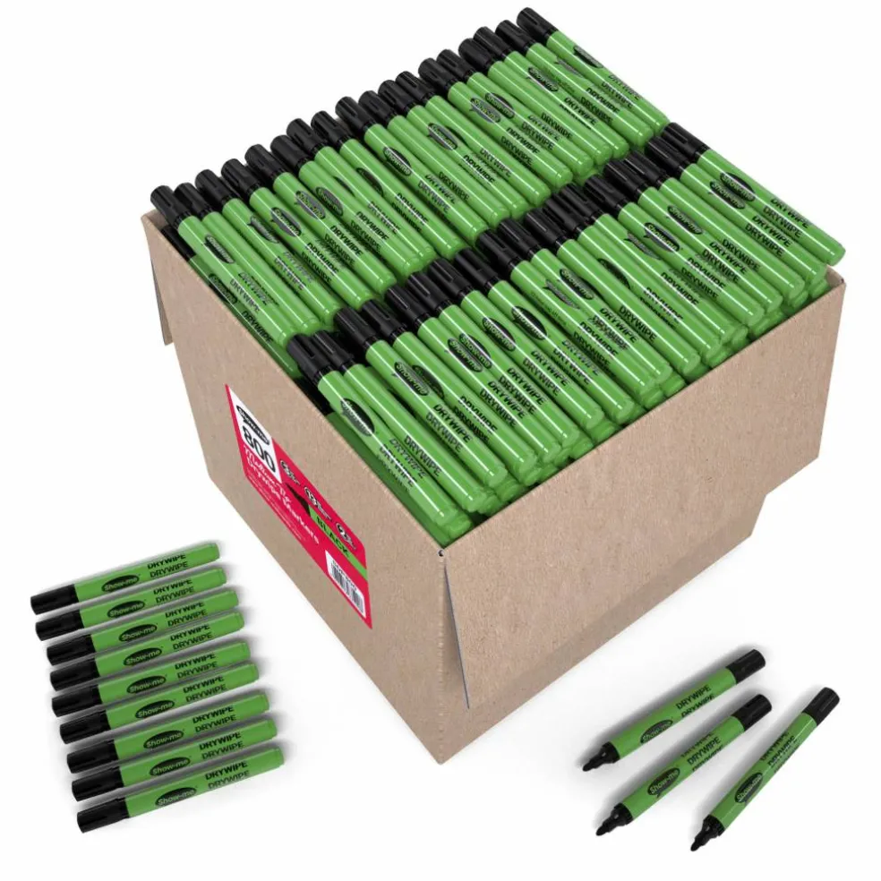 Show-me® Black Medium Tip Slim Barrel Dry Erase Markers, 800ct.