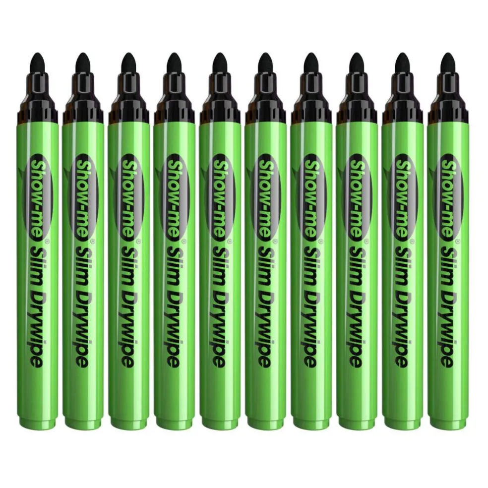 Show-me® Black Medium Tip Slim Barrel Dry Erase Markers, 800ct.