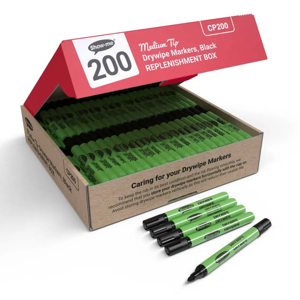 Show-me® Medium Tip Dry Wipe Markers, 200ct.