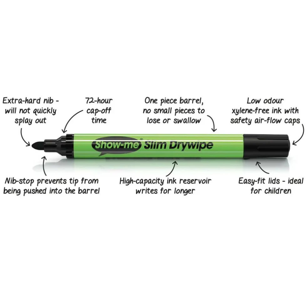 Show-me® Medium Tip Dry Wipe Markers, 200ct.