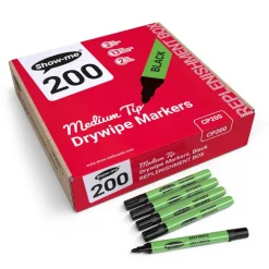 Show-me® Medium Tip Dry Wipe Markers, 200ct.