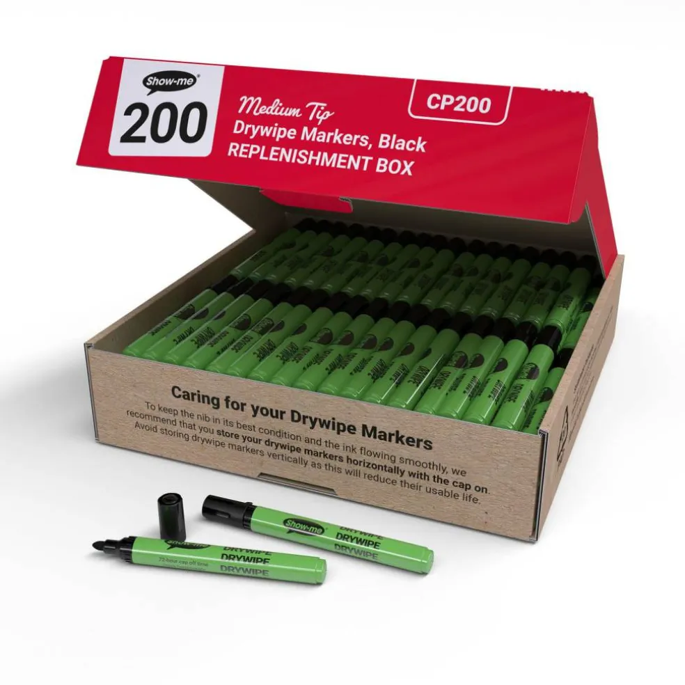 Show-me® Medium Tip Dry Wipe Markers, 200ct.