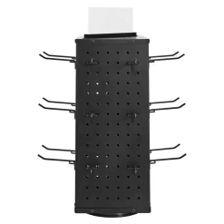 4-Sided Spinning Pegboard Display Rack with 24 Hooks for Tools and Accessories