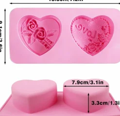 Silicone Heart Molds 4 Types 3D Heart Shaped Soap Chocolate Candy Cake Molds