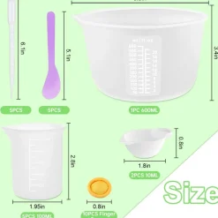 Silicone Measuring Cups for Resin Supplies, Resin Cups Kit with 600ml & 100ml Resin Mixing Cups and Tools, Silicone Cups for Resin Molds, Epoxy Resin Cups, Cooking, Casting Moulds, Jewelry Making