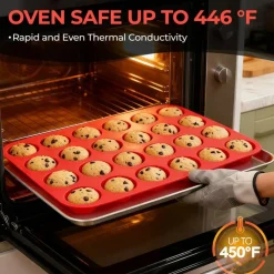 Silicone Muffin Pan Mini 24 Cups Cupcake Pan, Nonstick Food Grade Silicone Mold Baking Pan 1 Pack