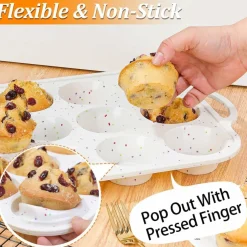 Silicone Muffin Pan, with Metal Reinforced Frame Regular Size 2.8Inch Silicone Cupcake Pan Nonstick 12 Cups for Baking Homemade Muffins, Cupcakes, Egg Bites 2 Pack Dishwasher Safe BPA Free