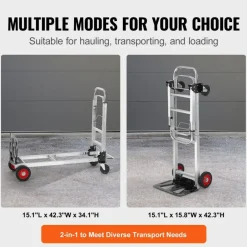 Silver Aluminum Alloy Folding Hand Truck with Platform & Wheels