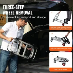Silver Aluminum Alloy Folding Hand Truck with Platform & Wheels