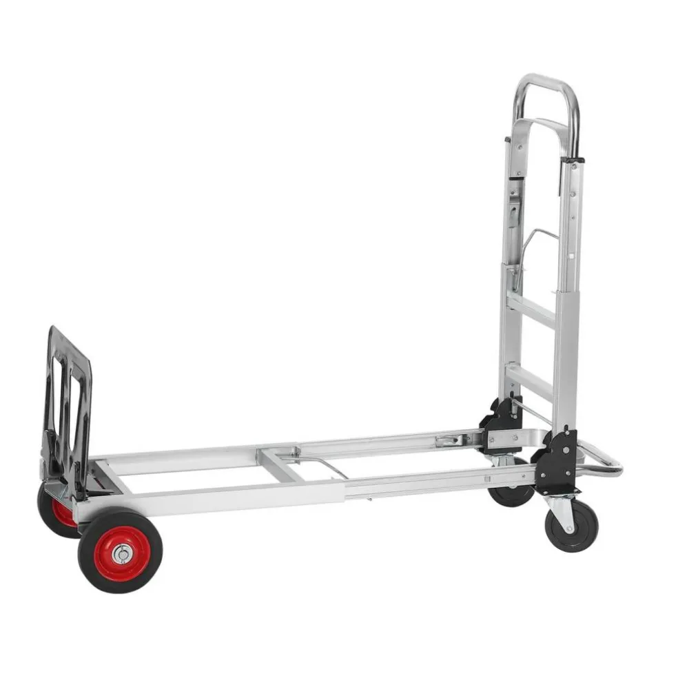Silver Aluminum Alloy Folding Hand Truck with Platform & Wheels
