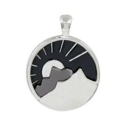 Silver & Black Round Mountain Pendant by Bead Landing™