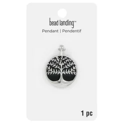 Silver & Black Round Tree of Life Pendant by Bead Landing™