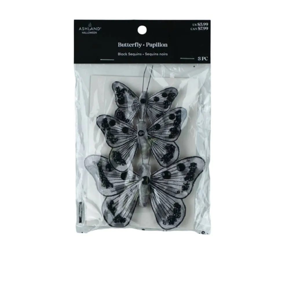 Silver & Black Sequin Butterfly Accents, 3ct. by Ashland®