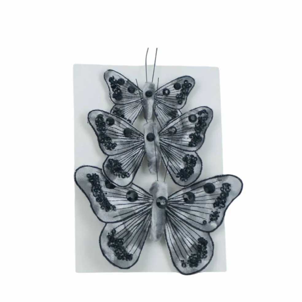 Silver & Black Sequin Butterfly Accents, 3ct. by Ashland®