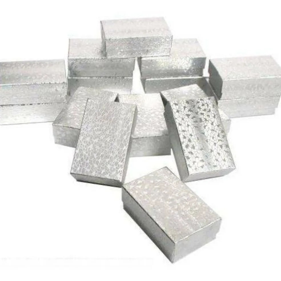 15 Silver Cotton Gift Boxes Chain & Pendant Displays 2 5/8"