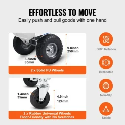 Silver Folding Hand Truck & Platform Cart, 800 lbs Load Capacity