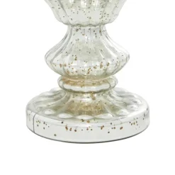 14" Silver Glass Traditional Candle Holder