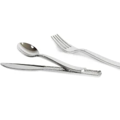 Silver Hammered Plastic Cutlery Set by Celebrate It™, 120ct.