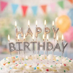 Silver Happy Birthday Candles Set by Makery™