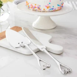 Silver Heart Wedding Cake Knife Set by Celebrate It™