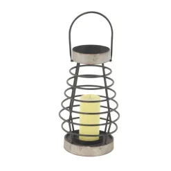 Silver Iron Farmhouse Candle Holder Lantern, 14