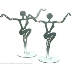 2 Silver Metal Earring Dancer Jewelry Showcase Display Stands 3.25"