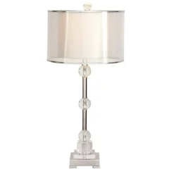 Silver Metal Glam Table Lamp, 30" x 14" x 14"